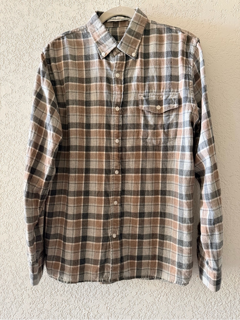 CRIQUET Men’s Fannel Plaid Long Sleeve Button Down Western Casual Shirt Sz Large